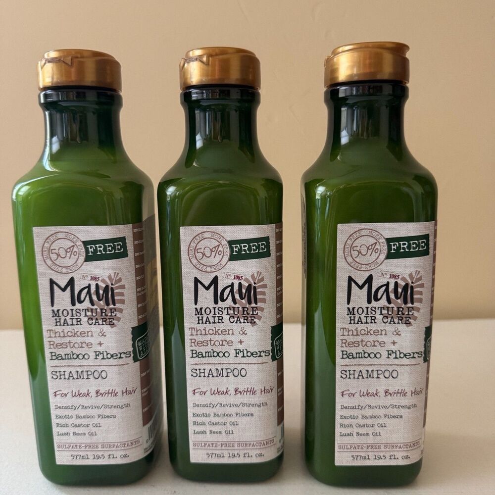 Maui Shampoos Moisture Thicken & Restore Bamboo Fibers 19.5 oz ea set of 3